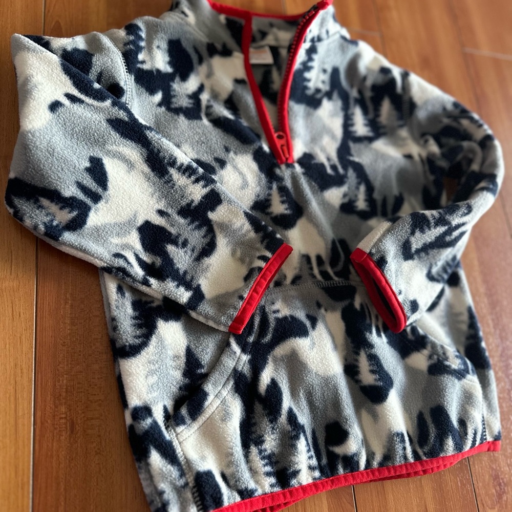 Gymboree Black and White Fleece Pullover with Red Trim